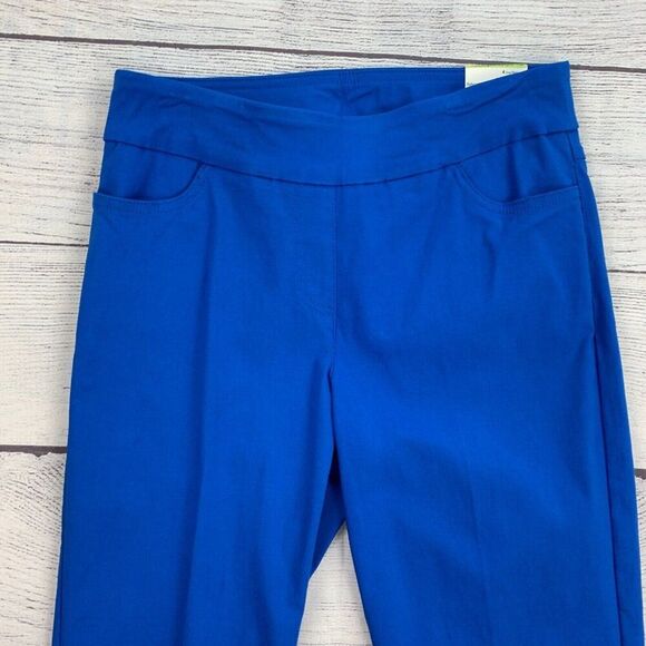 SlimSation Crop Pants sz 4 Bright Blue Stretch Pull on Inseam 23" New NWT - Picture 3 of 10